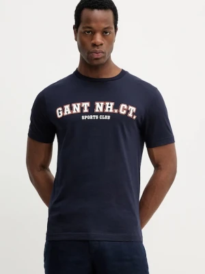 Gant t-shirt bawełniany męski kolor granatowy z nadrukiem 2003345