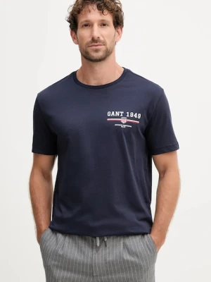 Gant t-shirt bawełniany męski kolor granatowy z nadrukiem 2067044