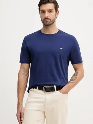 Gant t-shirt bawełniany męski kolor niebieski gładki