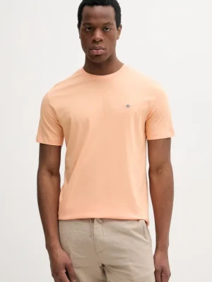 Gant t-shirt bawełniany męski kolor pomarańczowy gładki