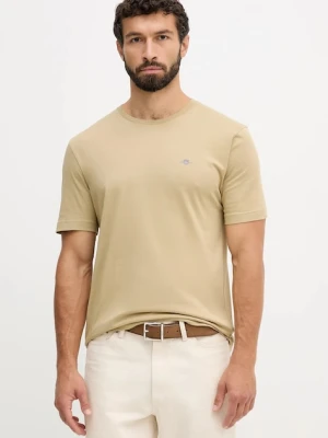 Gant t-shirt bawełniany męski kolor zielony gładki