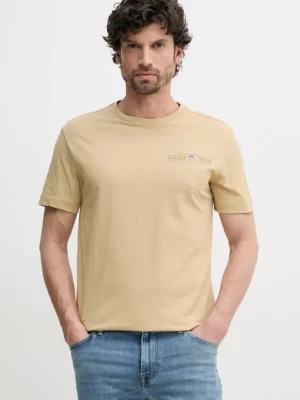 Zdjęcie produktu Gant t-shirt bawełniany męski kolor zielony z nadrukiem 2044017