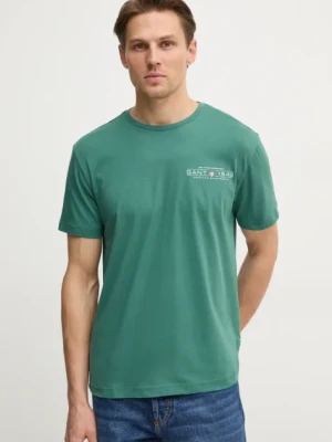 Gant t-shirt bawełniany męski kolor zielony z nadrukiem 2044017