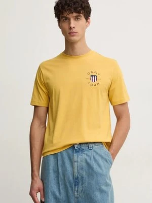 Gant t-shirt bawełniany męski kolor żółty z nadrukiem 2003269