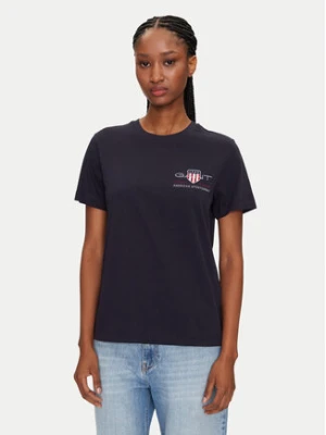 Gant T-Shirt Bisiklet Yaka 4200277 Granatowy Regular Fit