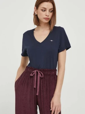 Gant T-shirt damski bawełniany granatowy