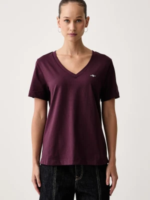 Gant T-shirt damski bawełniany bordowy