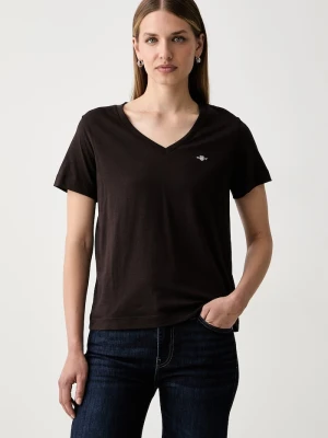 Gant T-shirt damski bawełniany brązowy