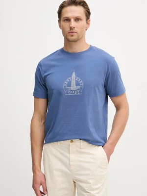 Gant T-shirt męski bawełniany niebieski