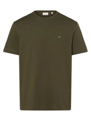 Gant T-shirt męski Mężczyźni Bawełna zielony jednolity,