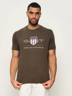 Gant T-shirt | Regular Fit brązowy