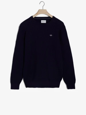 GANT Teksturowany sweter bawełniany z okrągłym dekoltem