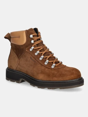 Gant workery skórzane Wootlynne damskie kolor brązowy na płaskim obcasie 31543079