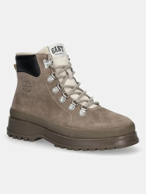 Gant workery zamszowe Wintly damskie kolor brązowy na płaskim obcasie lekko ocieplone 31543082