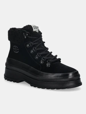 Gant workery zamszowe Wintly damskie kolor czarny na platformie ocieplone 31543083