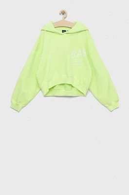 GAP bluza dziecięca kolor zielony z kapturem z nadrukiem