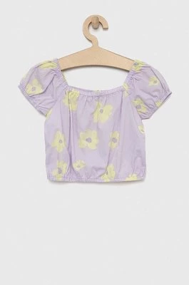 GAP bluzka lniana dziecięca kolor fioletowy gładka