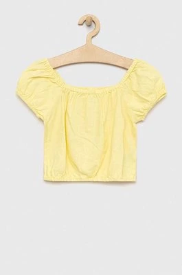 GAP bluzka lniana dziecięca kolor żółty gładka