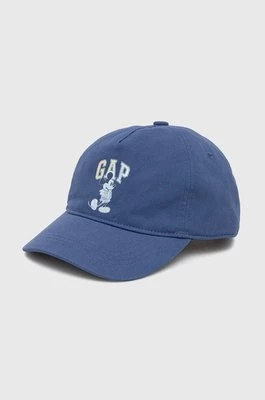 GAP czapka z daszkiem bawełniana dziecięca x Disney kolor niebieski z nadrukiem