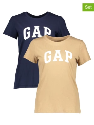 GAP Koszulki (2 szt.) w kolorze beżowym i granatowym rozmiar: M