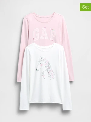 GAP Koszulki (2 szt.) w kolorze białym i jasnoróżowym rozmiar: 152/158