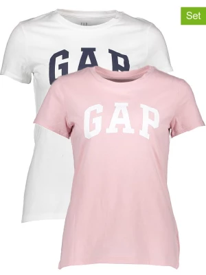 GAP Koszulki (2 szt.) w kolorze białym i jasnoróżowym rozmiar: XL