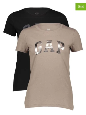 GAP Koszulki (2 szt.) w kolorze czarnym i beżowym rozmiar: M