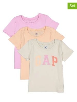 GAP Koszulki (3 szt.) w kolorze pomarańczowym, jasnoróżowym i beżowym rozmiar: 68/74
