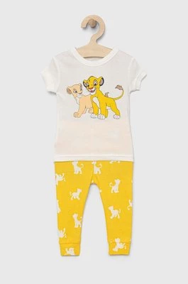 GAP piżama bawełniana dziecięca kolor żółty wzorzysta