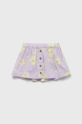 GAP spódnica lniana dziecięca kolor fioletowy mini rozkloszowana