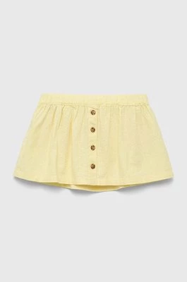GAP spódnica lniana dziecięca kolor żółty mini rozkloszowana