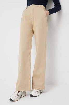 GAP spodnie damskie kolor beżowy szerokie high waist