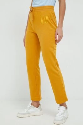GAP spodnie dresowe damskie kolor złoty z nadrukiem