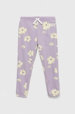 GAP spodnie dresowe dziecięce kolor fioletowy z nadrukiem
