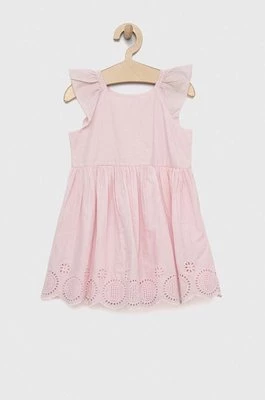 GAP sukienka bawełniana dziecięca kolor różowy mini rozkloszowana