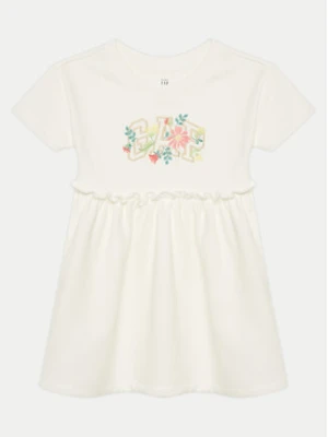 Gap Sukienka codzienna 736116-01 Écru Regular Fit