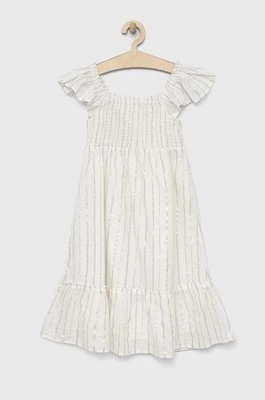GAP sukienka dziecięca kolor biały midi rozkloszowana