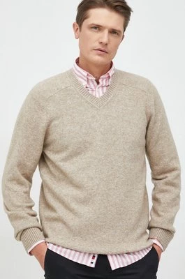 GAP sweter z domieszką wełny męski kolor beżowy lekki