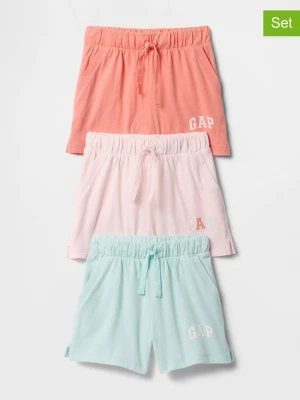 GAP Szorty dresowe (3 pary) w kolorze błękitnym, jasnoróżowym i pomarańczowym rozmiar: 110