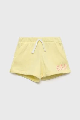 GAP szorty dziecięce kolor żółty z nadrukiem regulowana talia