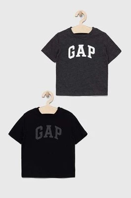 GAP t-shirt bawełniany dziecięcy 2-pack kolor czarny z nadrukiem