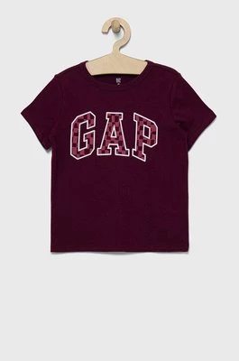 GAP t-shirt bawełniany dziecięcy (2-pack) kolor fioletowy z nadrukiem