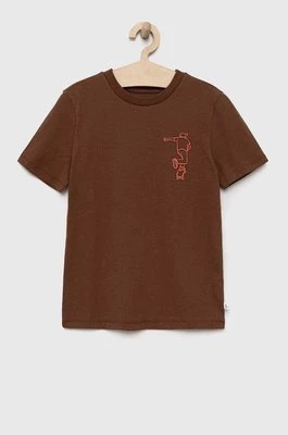 GAP t-shirt bawełniany dziecięcy kolor brązowy z nadrukiem