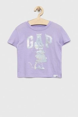 GAP t-shirt bawełniany dziecięcy x Disney kolor fioletowy