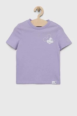 GAP t-shirt bawełniany dziecięcy x Disney kolor fioletowy z nadrukiem