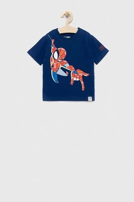 GAP t-shirt bawełniany dziecięcy x Marvel kolor granatowy z nadrukiem
