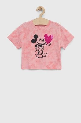 GAP t-shirt bawełniany dziecięcy x Myszka Miki kolor różowy