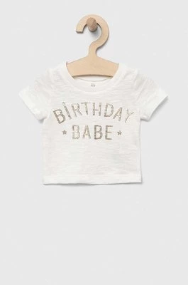 GAP t-shirt bawełniany niemowlęcy kolor biały