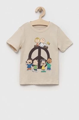 GAP t-shirt dziecięcy kolor beżowy z nadrukiem