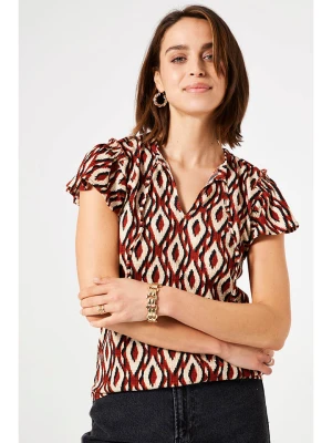Garcia Koszulka w kolorze czerwono-kremowo-brązowym rozmiar: S